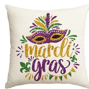 Mardi Gras fleur de lis purple mask pillow cover case Decorations NEW ORLEANS